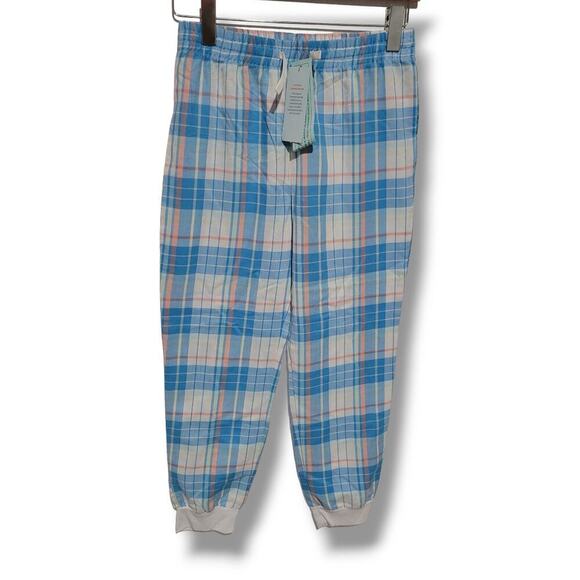 Cat & Jack Girls flame resistant blue Plaid Loungewear Pajama pants  - large - Picture 1 of 8